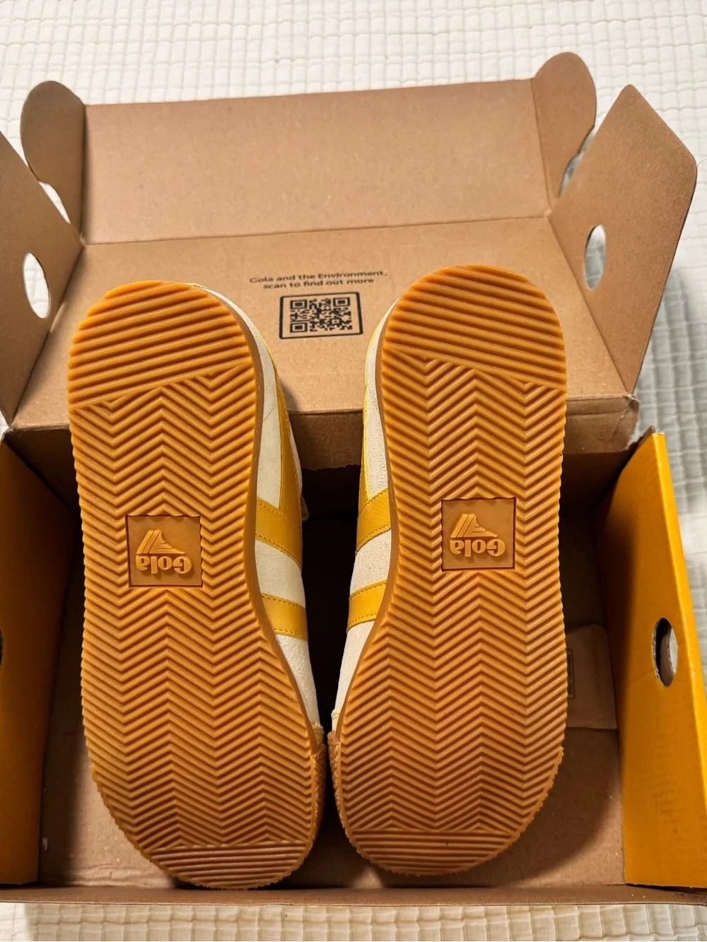 Gola Low-Top Sneakers in Mustard Yellow and Cream Never Worn
